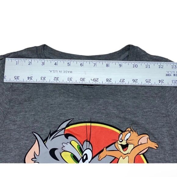 Tom & Jerry T-Shirt Nostalgia Novelty Cartoon Orange Logo Back Retro Cat Mouse - Picture 2 of 7